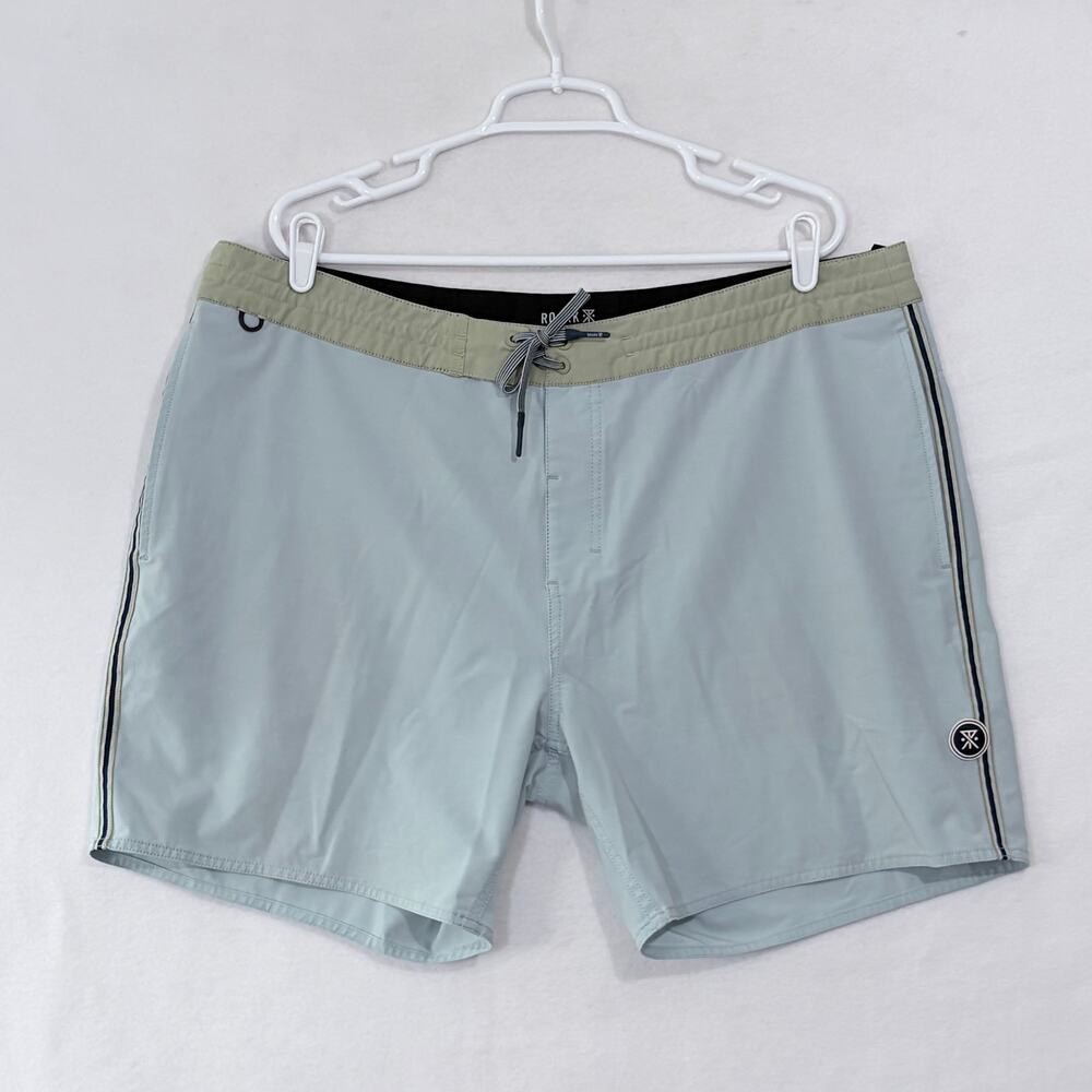 Roark Chiller Board Shorts Mens Size 40 Light Blue Lace Up Pockets Swim Trunks